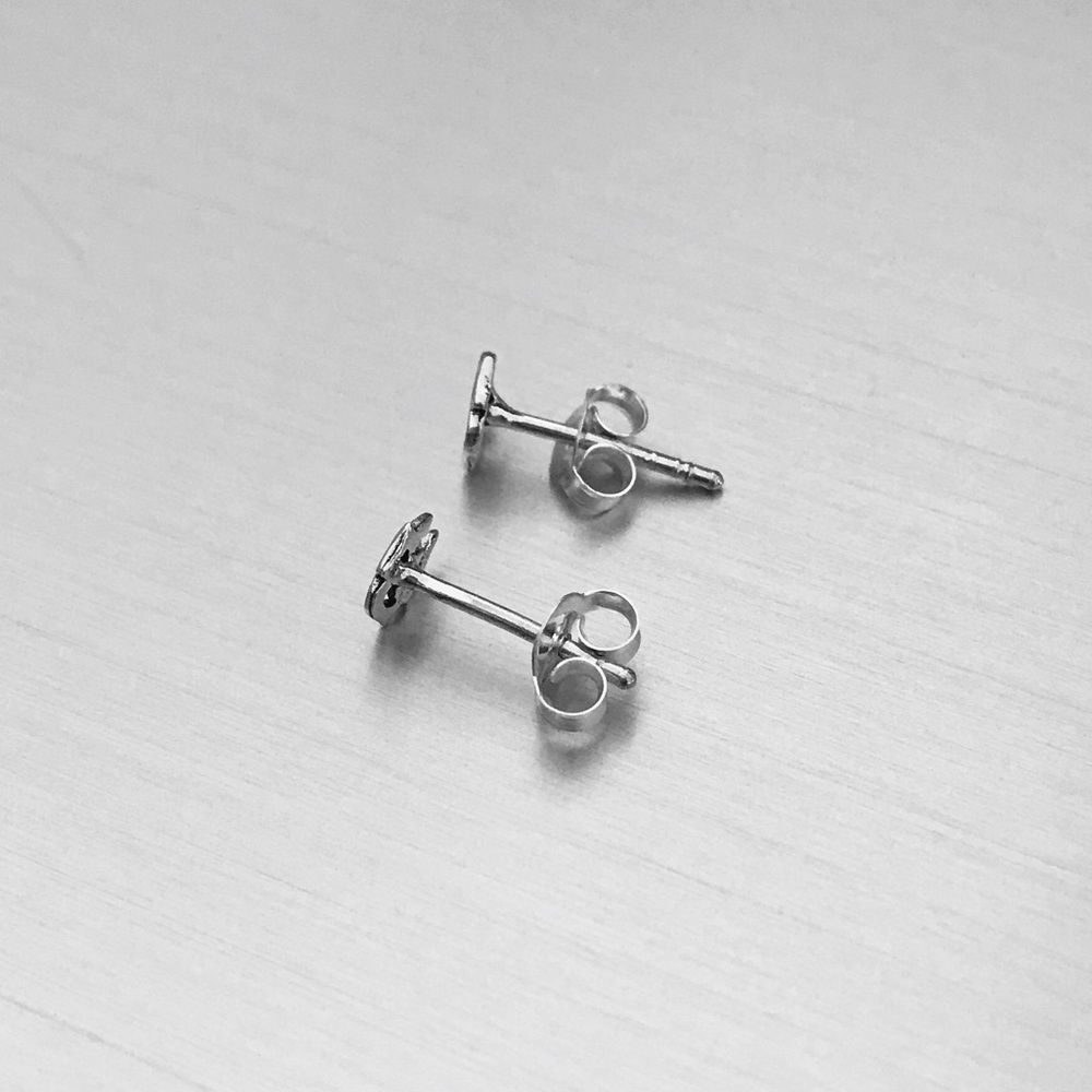 Sterling Silver Tiny Om Stud Earrings - image 5